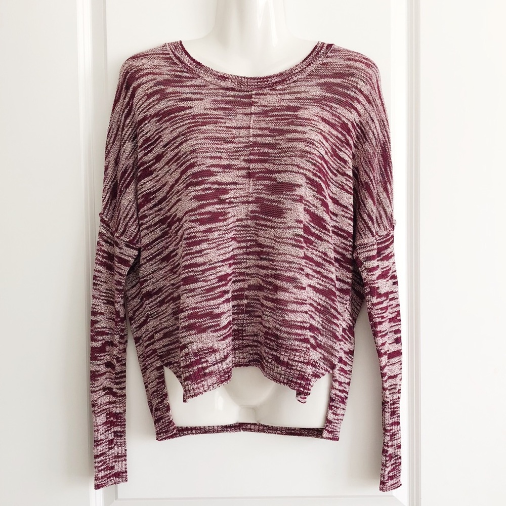 Silence + Noise Long Sleeve Maroon/White Sweater
